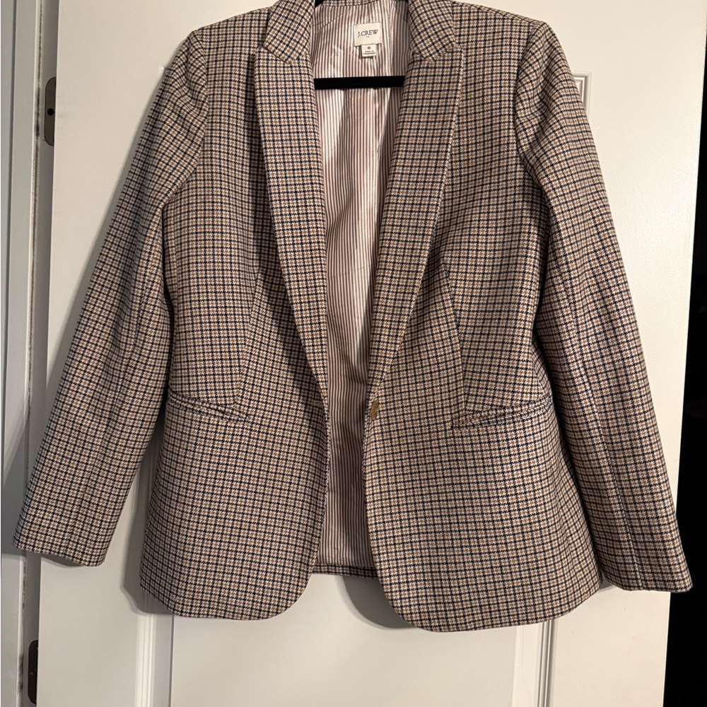 J.Crew Houndstooth Jacket in Black and Brown